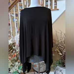 Capote Leila Black Drape Poncho Overlay Tunic Top Gray Long Sleeve Layered M